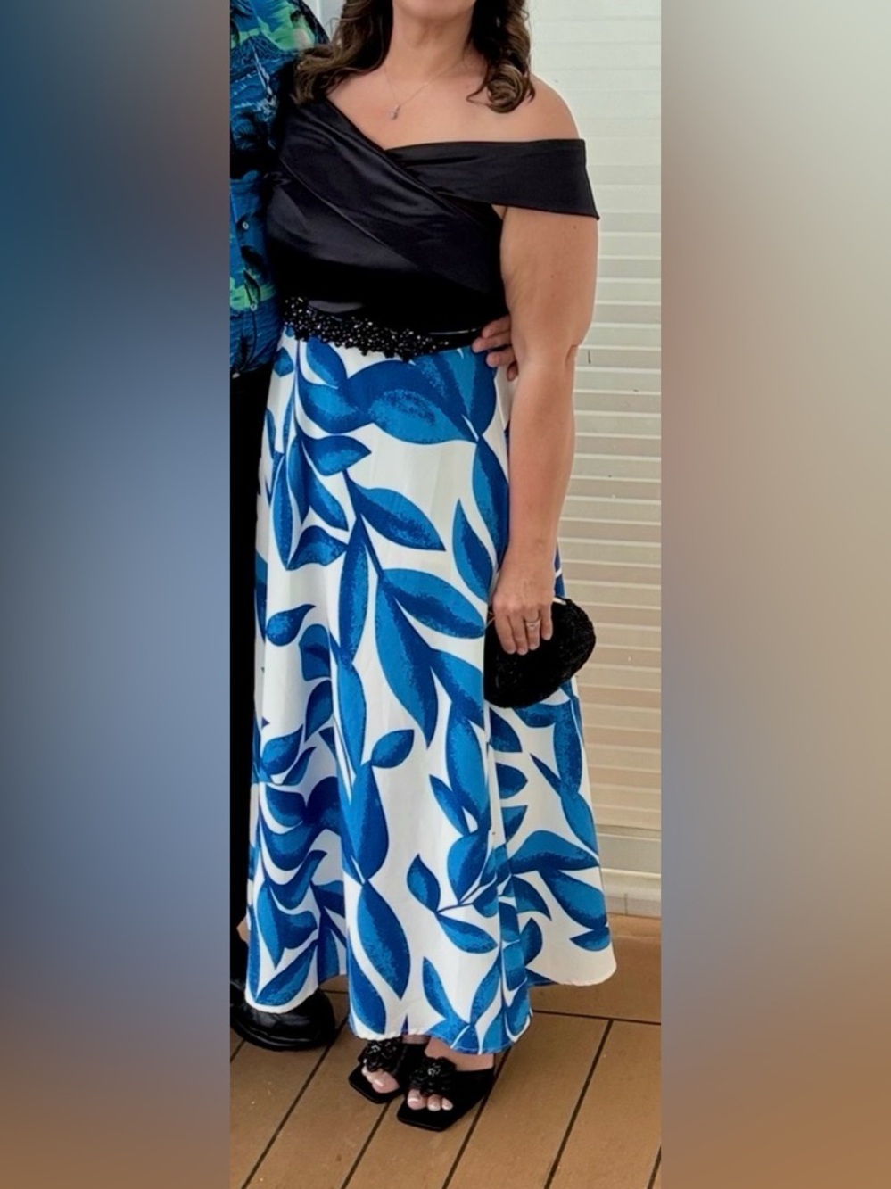 Black Bodice with Blue tropical print gown (12)